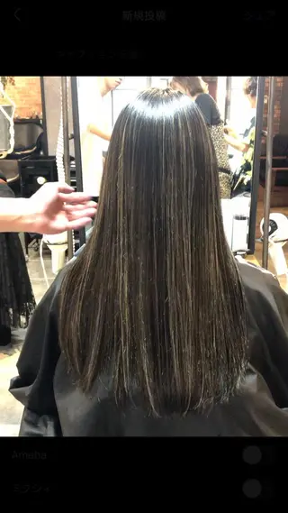 ロング salowin 原宿 aroa所属・韓国／ハッシュカット ／透明感カラー／金野のヘアスタイル