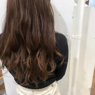 ロング カラー ブリーチなしで透け感 暖色カラーボブaoiのヘアスタイル