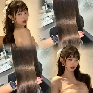 ロング Yuzu️🫧AO/ ハイトーン／韓国ヘアのヘアスタイル