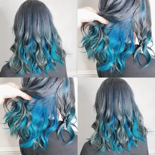 セミロング カラー ヘアアレンジ メンズ キッズ 💟Chloe原宿店 🩶ハイトーンのヘアスタイル