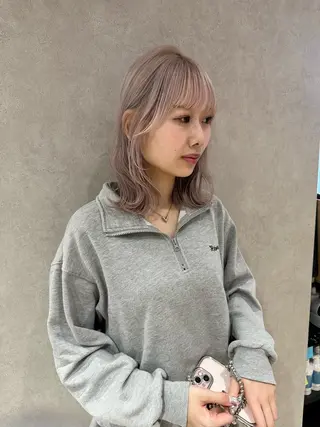 セミロング カラー ヘアアレンジ himawari♡ 柔らかいカラーのヘアスタイル
