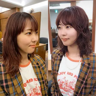 ミディアム カラー パーマ Paddle所属・似合わせレイヤー/ レイヤーパーマ/高倉のヘアスタイル