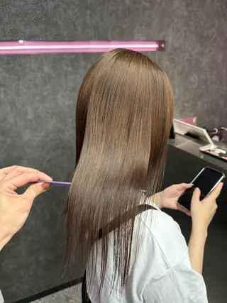 セミロング カラー 曲がる縮毛矯正 髪質改善/西尾 幸樹のヘアスタイル