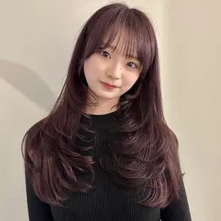 ロング 🌹ハッシュカット、 レイヤー韓国ヘア🌹のヘアスタイル