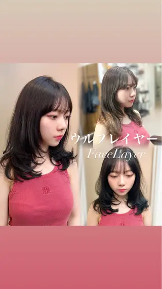 ミディアム カラー ウルフレイヤー&ボブ ✨やわ感ベージュ中野のヘアスタイル