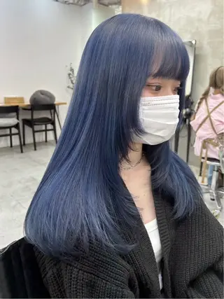 ロング カラー ﾔﾏﾅｶ ﾘﾘｶ🫐 寒色系ｶﾗｰ🫐のヘアスタイル