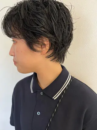 ショート パーマ メンズハイトーン/栄 /イトウタケルのヘアスタイル