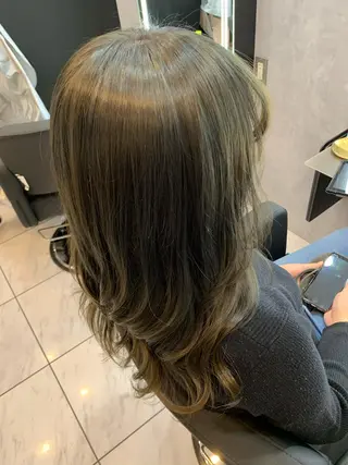 ロング カラー 透明感/ブリーチ縮毛 /髪質改善/星野純一のヘアスタイル