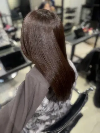 ロング カラー パーマ ヘアアレンジ 透明感/オリーブ/ グレージュ/YUKAのヘアスタイル