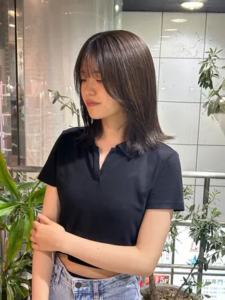 ミディアム カラー もとまお🌷 暖色系/艶カラーのヘアスタイル