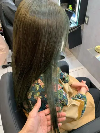 ロング カラー 透明感/ブリーチ縮毛 /髪質改善/星野純一のヘアスタイル