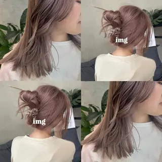 ミディアム ぱつっとボブ/Wカラ ー/ことこ🍒のヘアスタイル