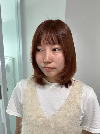 セミロング カラー 愛結 暖色カラー🎀🩰のヘアスタイル