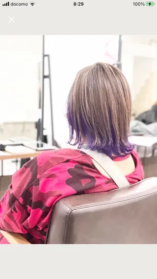 ミディアム カラー ヘアアレンジ メンズパーマ 特化中澤のヘアスタイル