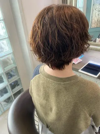 ショート カラー パーマ ヘアアレンジ 立川🤍韓国ヘア/ レイヤー🇰🇷🖤のヘアスタイル