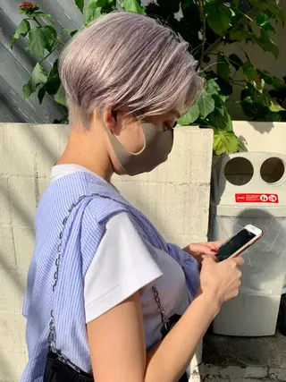 ショート カラー ヘアアレンジ ハイトーン/美髪矯正 🍃大江拓実のヘアスタイル