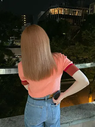 ミディアム 美髪矯正/艶カラー ボブ/栄/鐘ヶ江純也のヘアスタイル