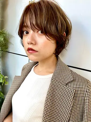 ショート カラー パーマ LucksiMie 銀座店所属・【韓国 レイヤー 髪質改善✨】かずのヘアスタイル