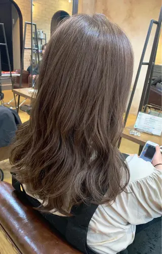 セミロング カラー 髪質改善&韓国風 RINAのヘアスタイル