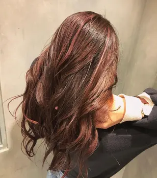 ロング カラー ハイダメージ毛 縮毛矯正のヘアスタイル