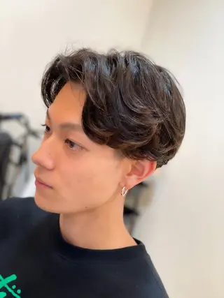 ミディアム パーマ メンズ メンズパーマ 赤司 泰樹のヘアスタイル