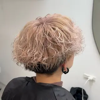 ミディアム カラー パーマ メンズ ブリーチカラー/原宿 /髪質改善/shinのヘアスタイル