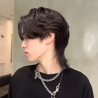 ミディアム パーマ メンズ 岡田大志🇰🇷 中/韓メンズヘアのヘアスタイル