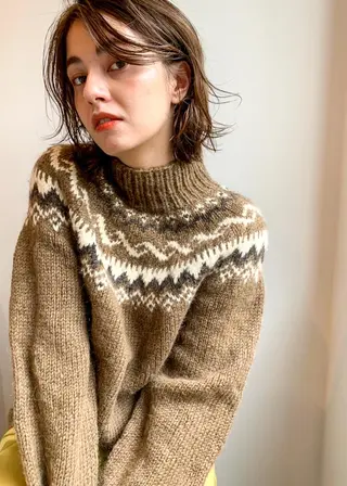 ミディアム パーマ カラー CEINE+ officialのヘアスタイル