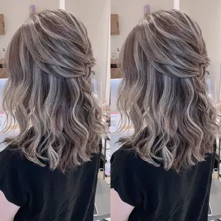 ロング カラー オフホワイトアンドなんば所属・福西 洋斗のヘアスタイル