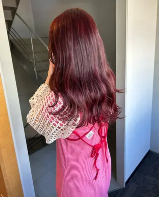 セミロング カラー パーマ 髪と音処　マトぺ所属・デザインカラー/ボブ ブリーチカラー/ユリのヘアスタイル