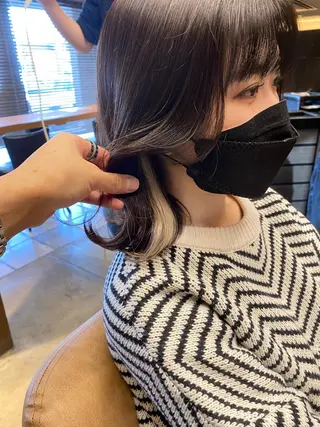 ミディアム カラー レイヤー/顔まわり 縮毛矯正/月城宏清のヘアスタイル