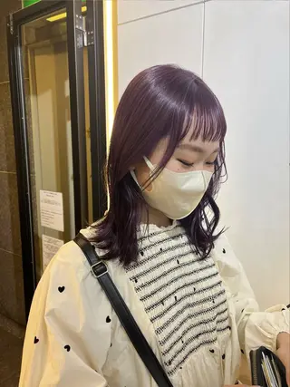 ミディアム カラー 暖色/まろベージュ/ シカタユウカのヘアスタイル