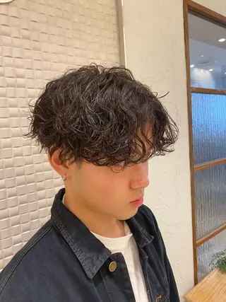 ミディアム カラー パーマ ヘアアレンジ メンズ 新宿メンズパーマ ヨモギダのヘアスタイル