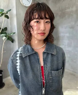 ミディアム パーマ 榛地 渉馬のヘアスタイル