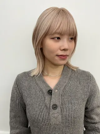 ミディアム カラー 抜け感ハイトーン / ケアブリーチ/ユウキのヘアスタイル