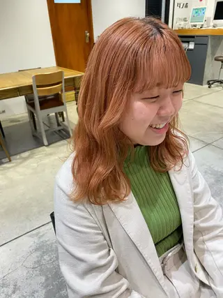 セミロング カラー パーマ ヘアアレンジ パーマスタイル🔅 sayacaのヘアスタイル