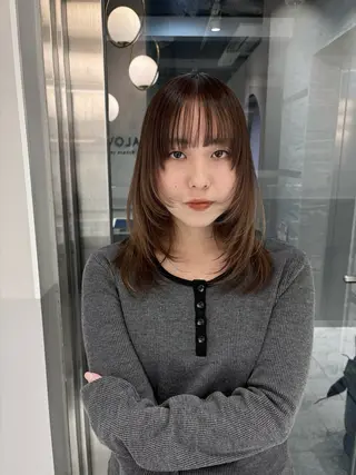 ミディアム カラー ヘアアレンジ satsuki 暖色・ブラウンカラーのヘアスタイル