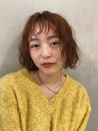 ミディアム パーマ 🛑柔らか透明感 カラー🛑大谷のヘアスタイル