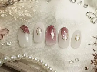 ミディアム ネイルPetit Ribbonのネイルデザイン