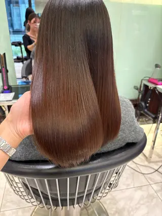 セミロング パーマ 垢抜けヘア 韓国ヘア銀座近下菜央のヘアスタイル