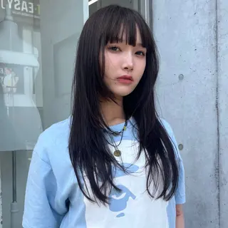 ロング anna 韓国レイヤ ー/ ハッシュカットのヘアスタイル