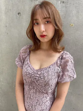 ミディアム カラー オリーブカラー 特化　　kaiのヘアスタイル