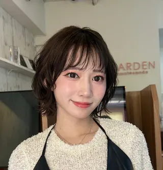 ミディアム カラー パーマ レイヤー/ボブ/透明 感カラー/nayuのヘアスタイル