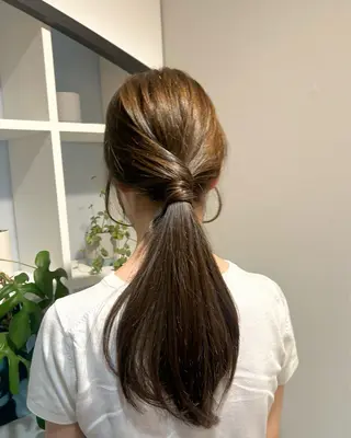 セミロング カラー ヘアアレンジ アレンジ/新宿 透明感カラー/ヤノのヘアスタイル