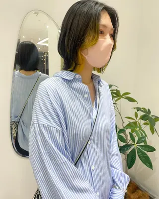 ミディアム カラー レイヤー/ボブ/ 顔周り/yukinaのヘアスタイル