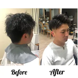 ショート カラー パーマ メンズ kiitos所属・関西センターパート メンズモデル募集のヘアスタイル