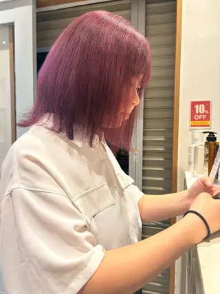ミディアム カラー 暖色カラー🍒🌷 hitomiのヘアスタイル