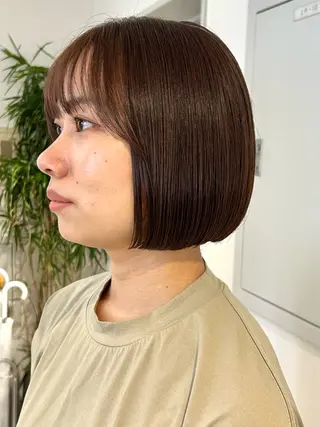 ショート カラー 結べるくびれボブ/透 明感カラーtaigaのヘアスタイル