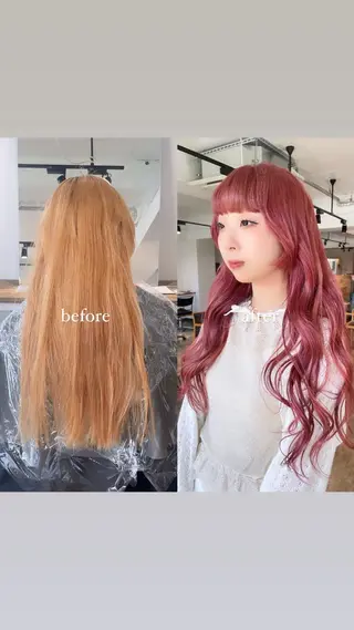 ロング カラー 暖色カラー🍒 ケアブリーチ/akiのヘアスタイル