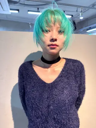 ショート カラー ヘアアレンジ 丸山渉/パーマ エフェクトブリーチのヘアスタイル